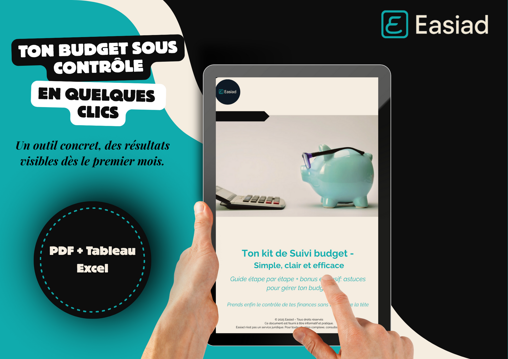 Kit suivi budget - PDF + Tableau Excel automatisé - Easiad